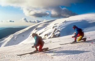 Telemarkers carve the slopes on Watsons Crags